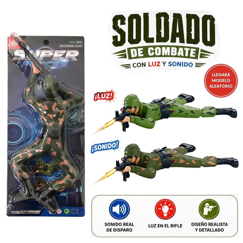 FIGURA SOLDADO DE COMBATE CON LUZ Y SONIDO - 1