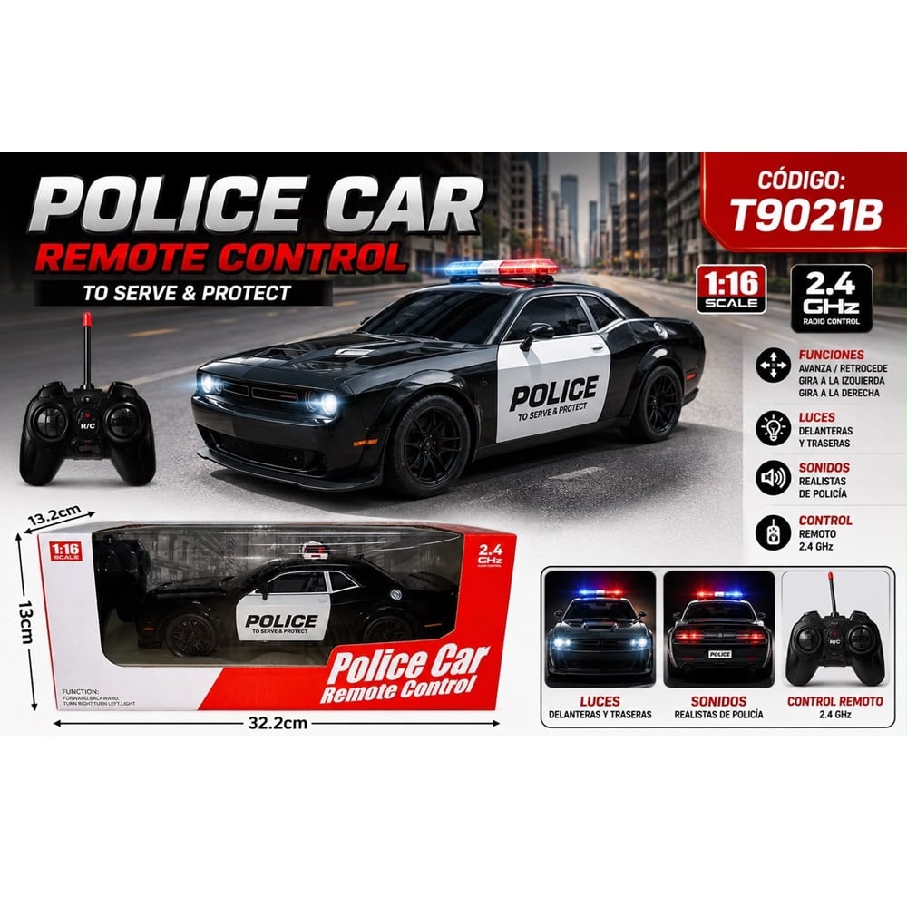 AUTO DE POLICÍA A CONTROL REMOTO A ESCALA 1:16 - 3