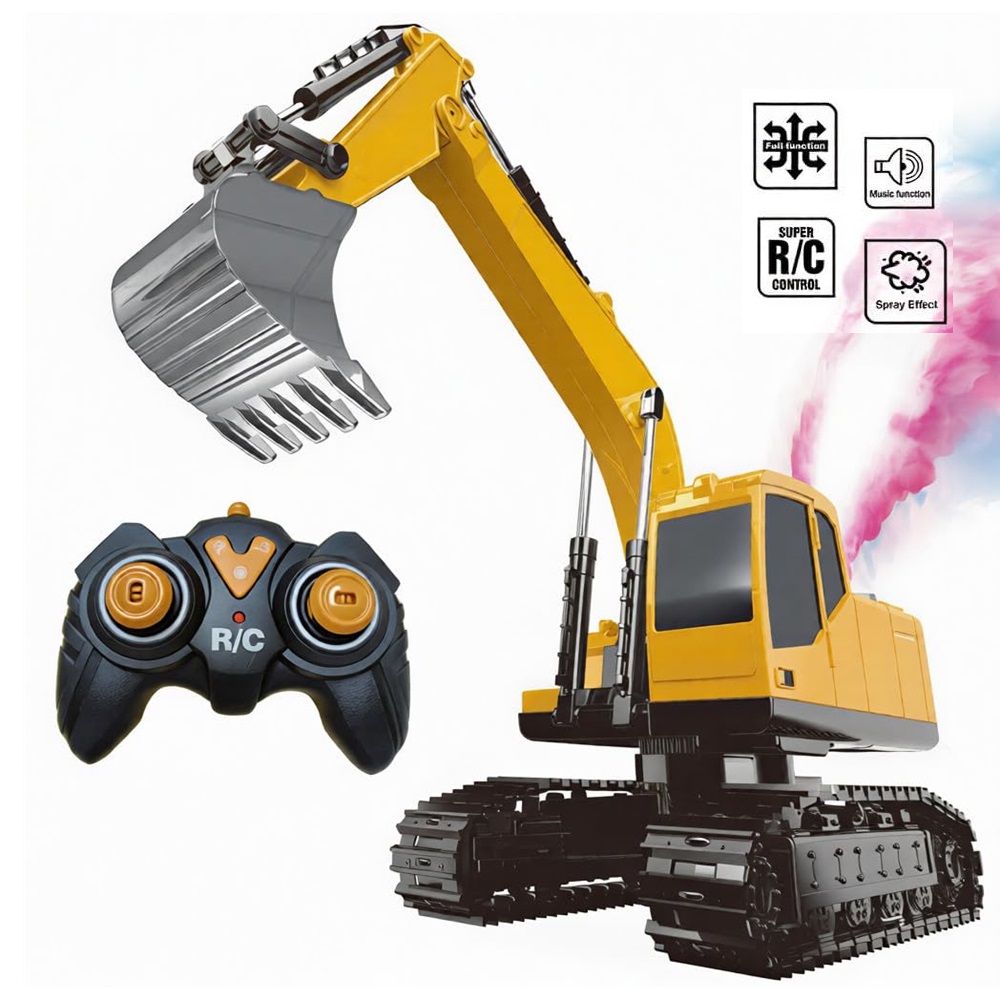 EXCAVADORA A CONTROL REMOTO PARA NIÑOS - LUCES Y HUMO - 1
