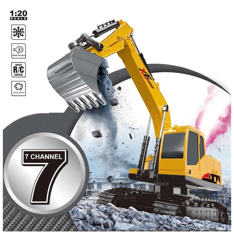 EXCAVADORA A CONTROL REMOTO PARA NIÑOS - LUCES Y HUMO - 3