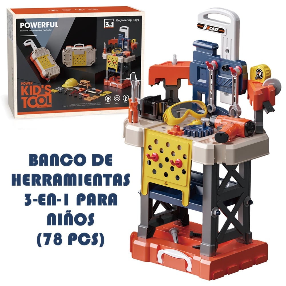 JUEGO BANCO DE HERRAMIENTAS 3 EN 1 PARA NIÑOS - 1