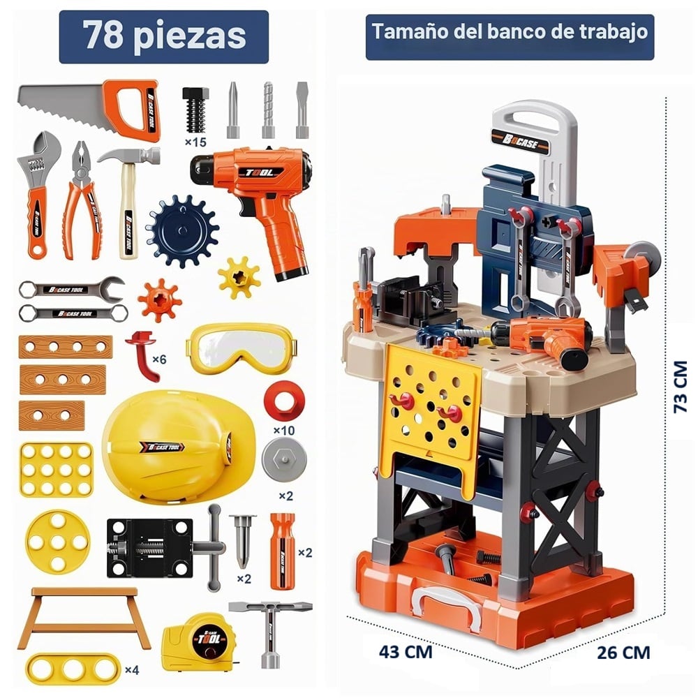 JUEGO BANCO DE HERRAMIENTAS 3 EN 1 PARA NIÑOS - 2