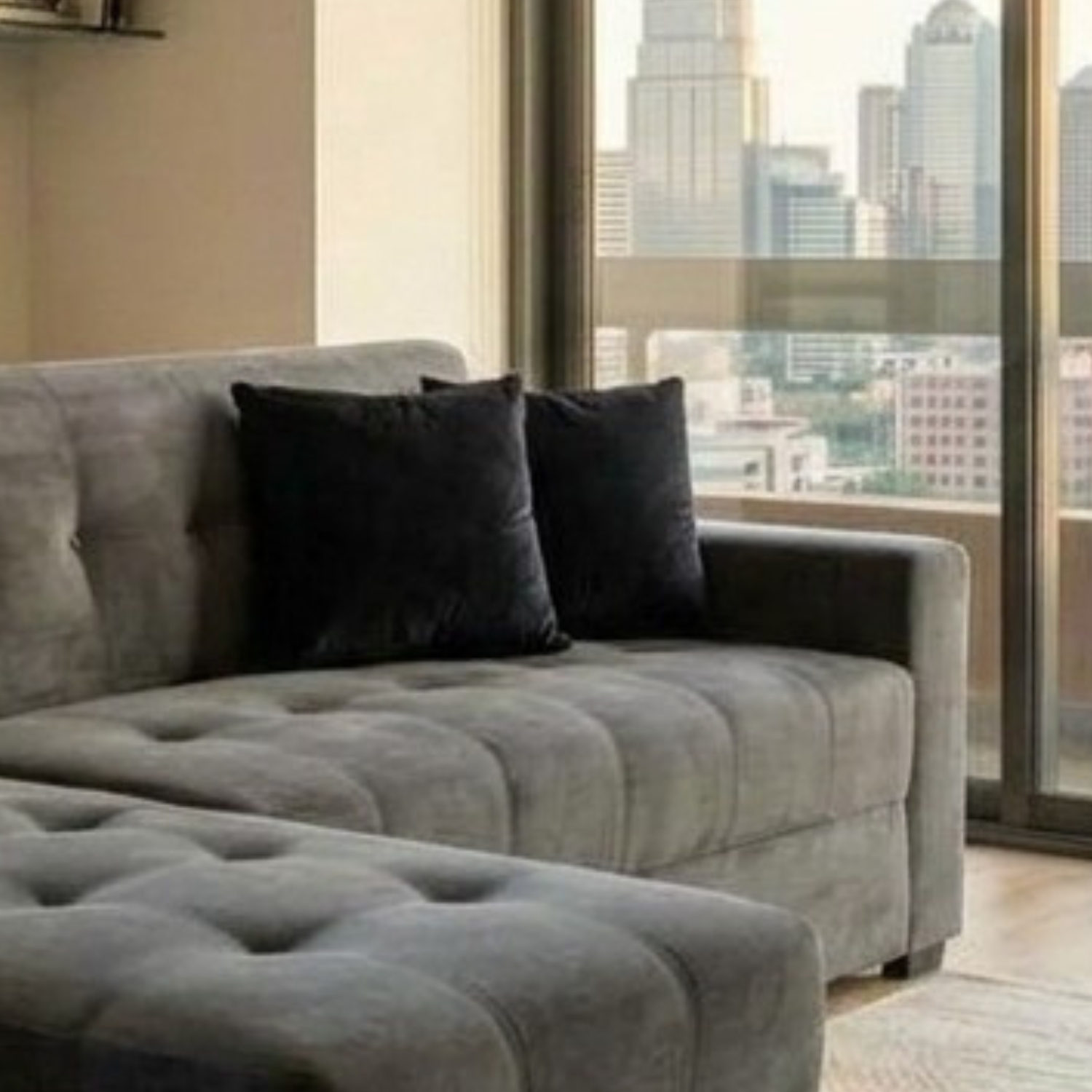 MUEBLE SECCIONAL EN L 200 X 150 CM AMOBLAMOS EN TELA ANTIFLUIDO CON 2 COJINES DE REGALO - 3