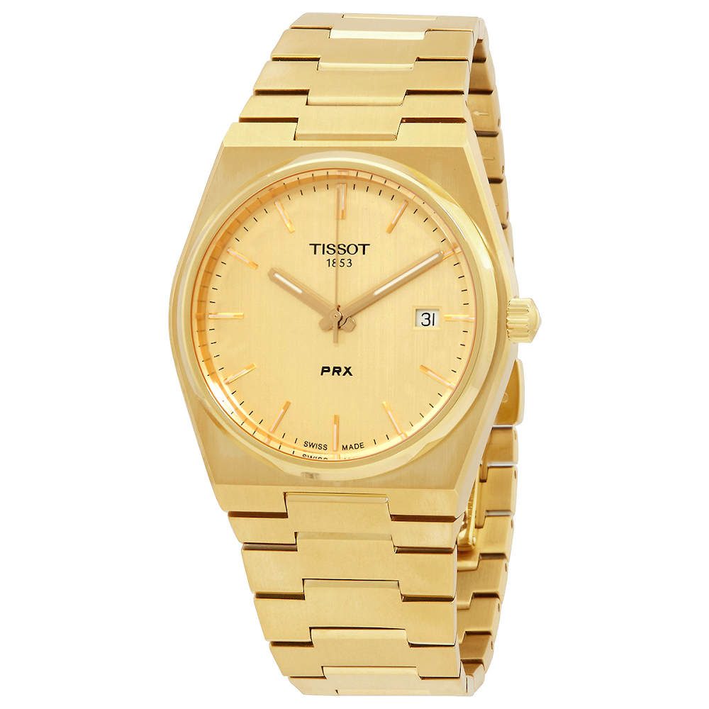 RELOJ TISSOT PRX 40MM DORADO DIAL CHAMPAGNE CUARZO SUIZO HOMBRE - 1