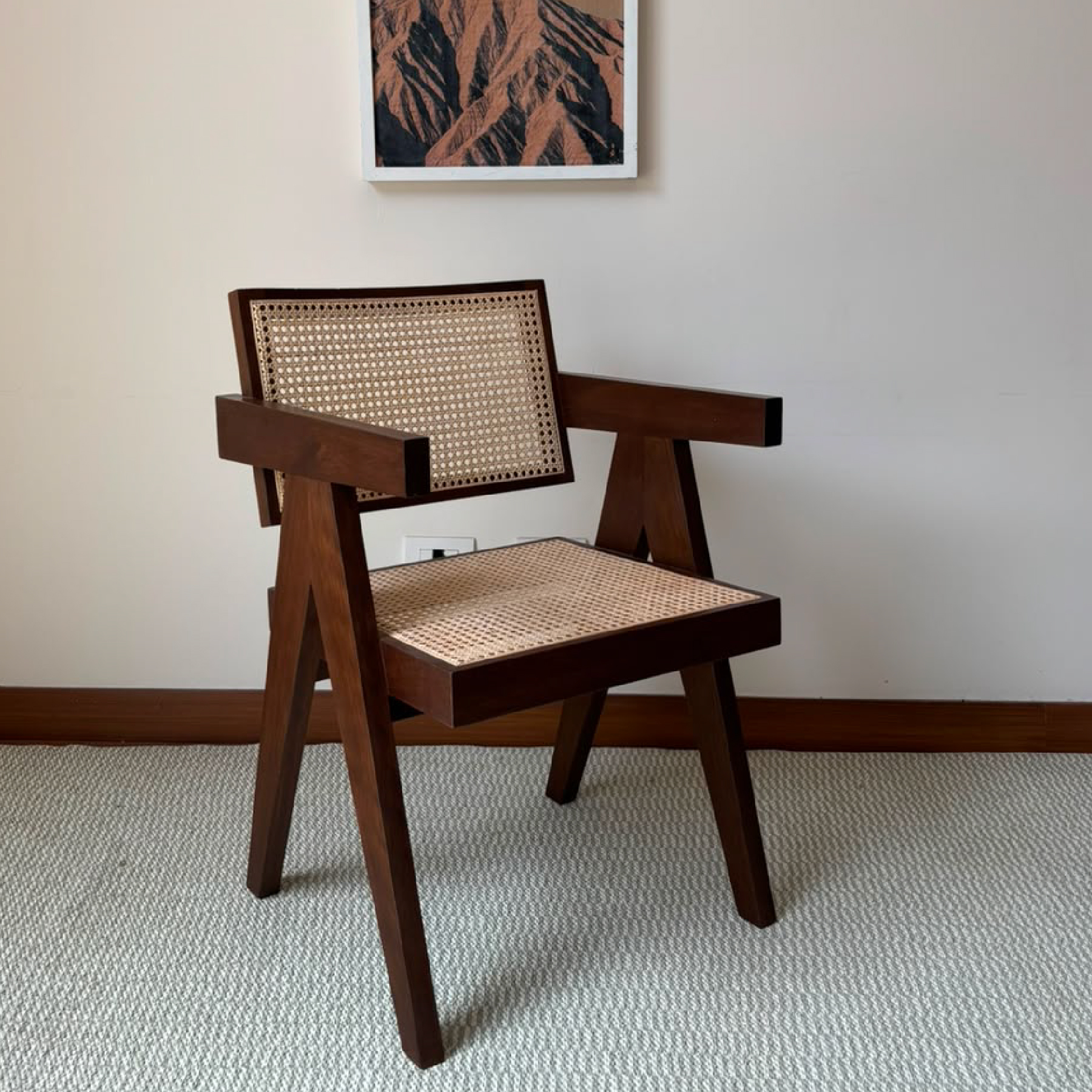 SILLA DE COMEDOR DE MADERA Y TEJIDO CON REPOSABRAZOS GREENSALT - 2