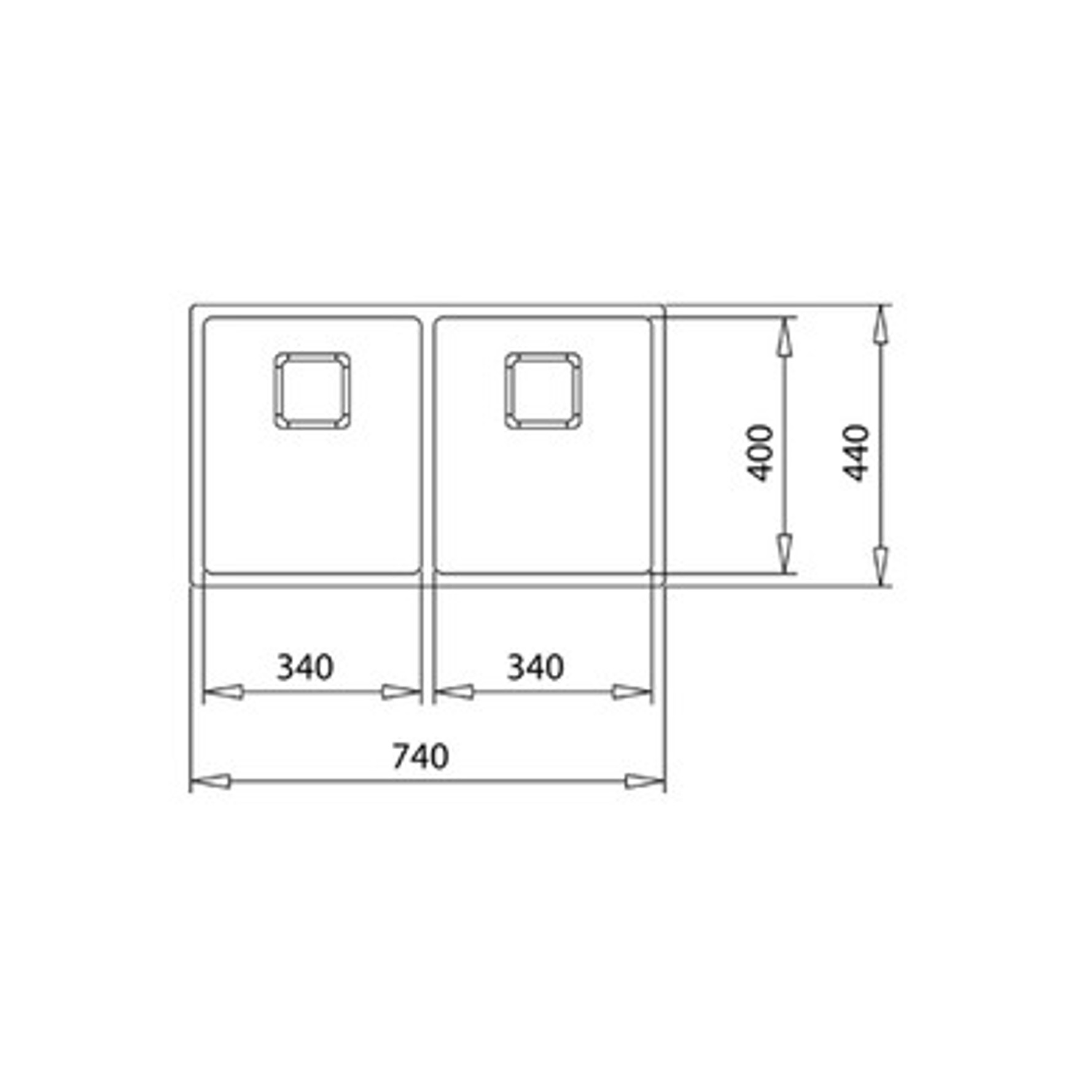 LAVADERO TEKA FLEXLINEA 2B RS1 TRIPLE INSTALACION 74 X 44 CM - 5