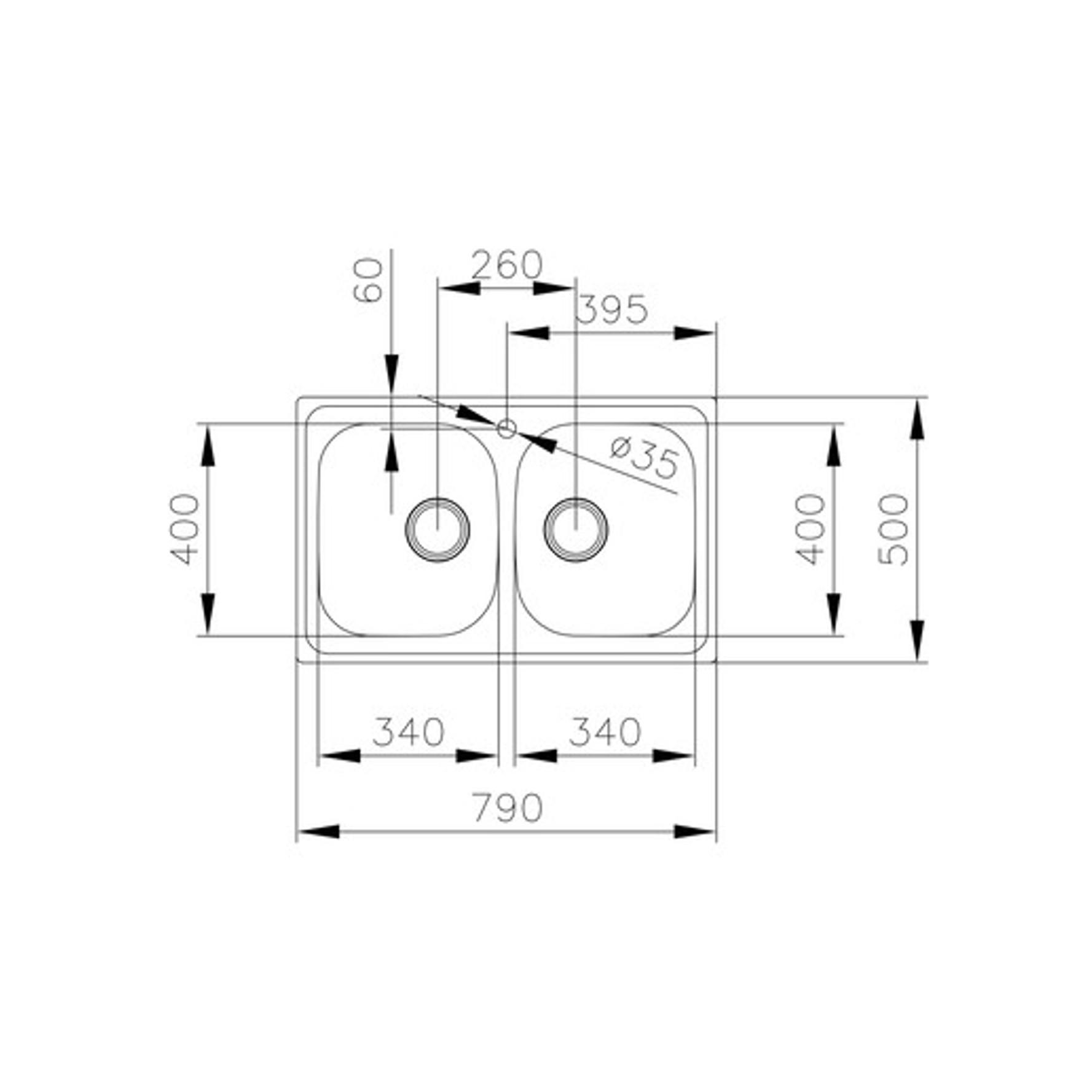 LAVADERO TEKA UNIVERSE 80 2C 80 T-XP 2 POZAS SOBREPONER 79 X 50 CM - 4