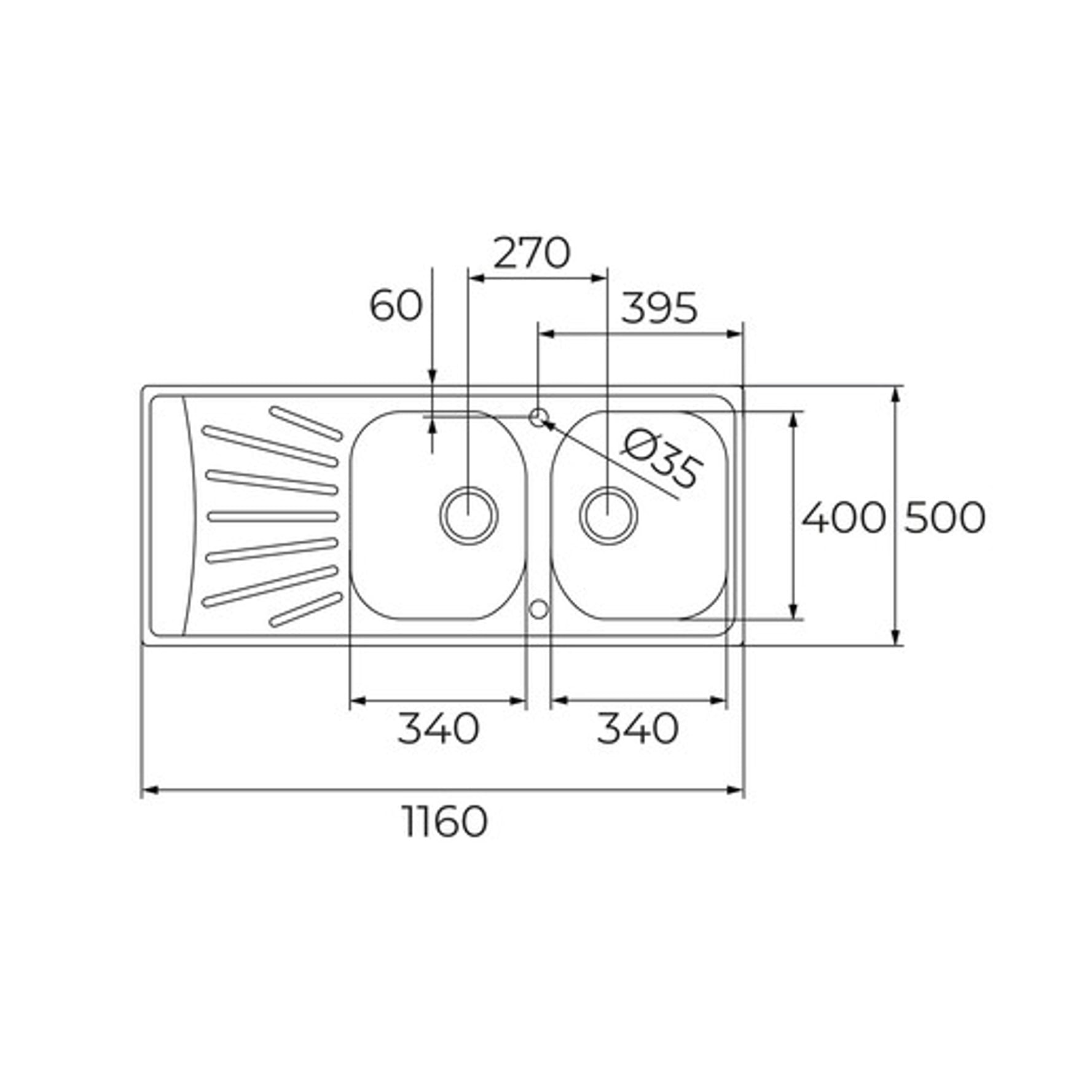 LAVADERO TEKA STARBRIGHT 80 E-XN 2C 1E 116 X 50 CM - 4