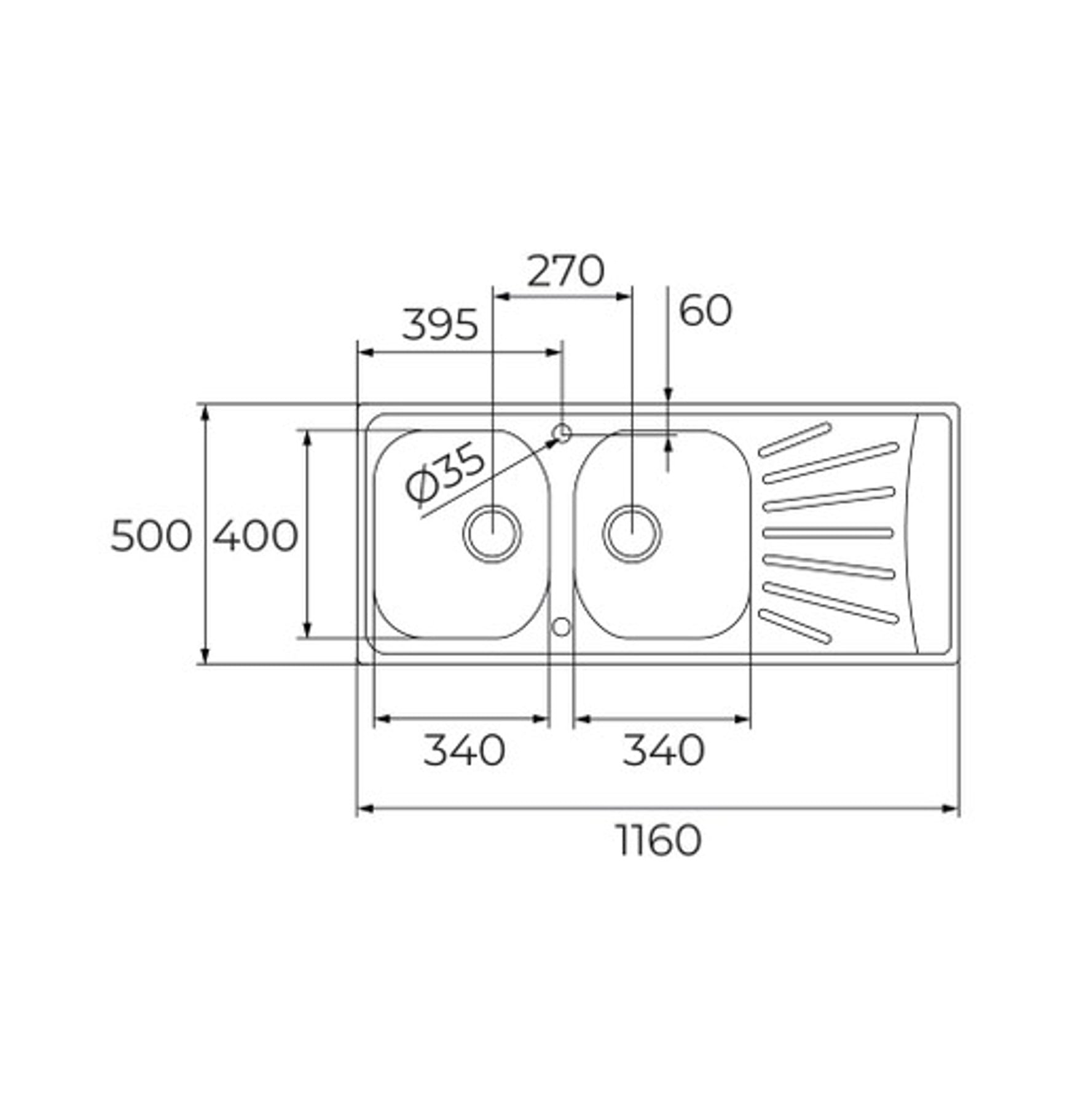 LAVADERO TEKA STARBRIGHT 80 E-XN 2C 1E 116 X 50 CM - 5