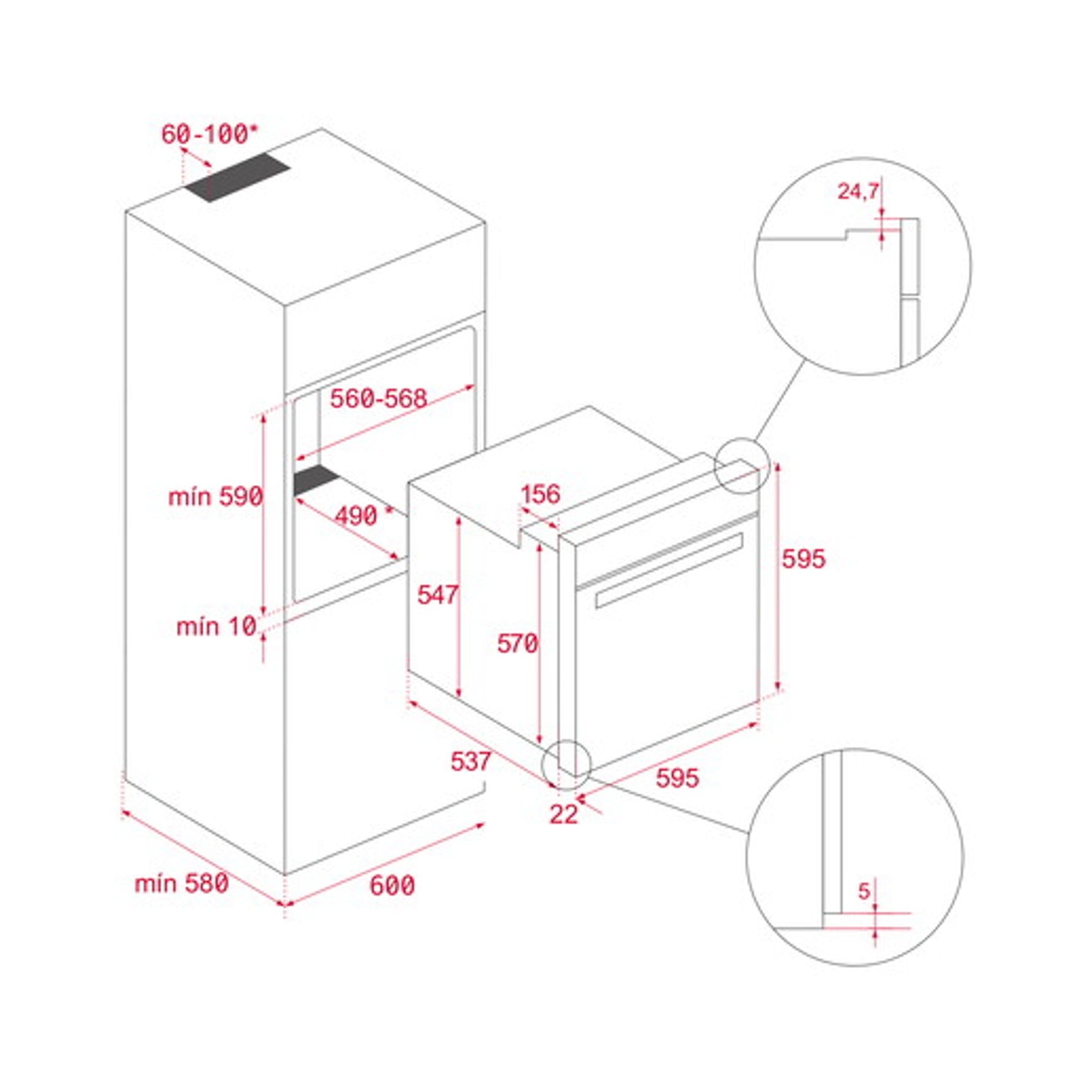 HORNO ELÉCTRICO EMPOTRABLE 70L HLB 8400 FBK TEKA - 5