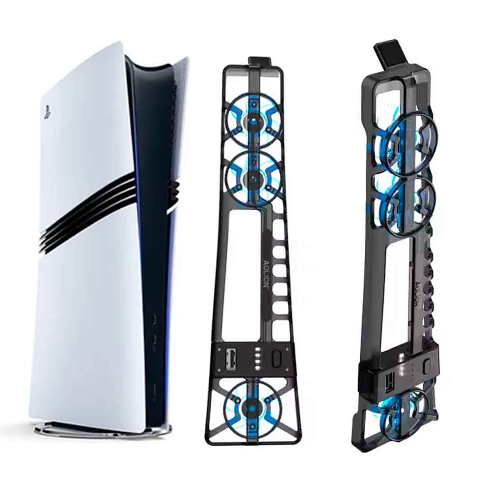 COOLER PARA PS5 PRO, SLIM CON LECTOR Y DIGITAL CON PUERTO USB, 3 VELOCIDADES, LUCES, AO - 1