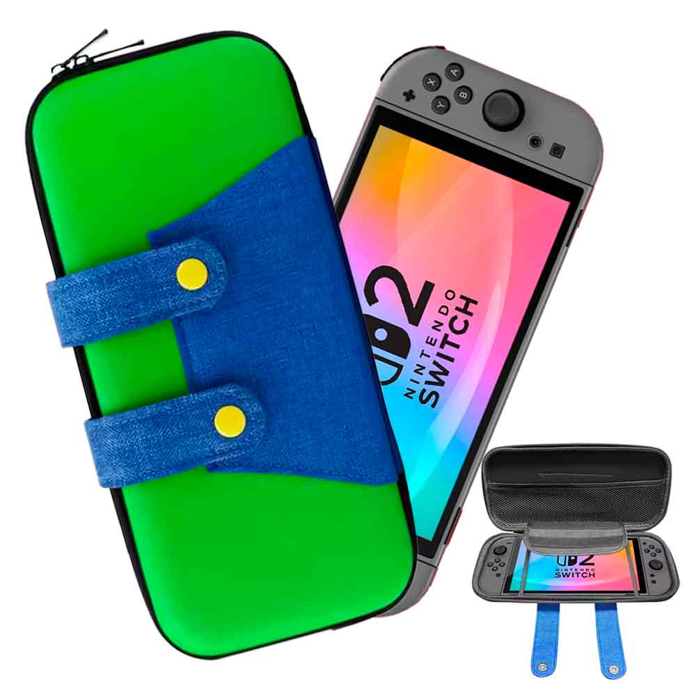 ESTUCHE PARA NINTENDO SWITCH 2 RÍGIDO EVA LUIGI VERDE/AZUL - 1