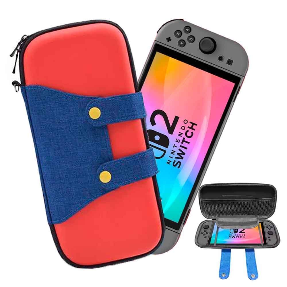ESTUCHE PARA NINTENDO SWITCH 2 RÍGIDO EVA MARIO ROJO/AZUL - 1
