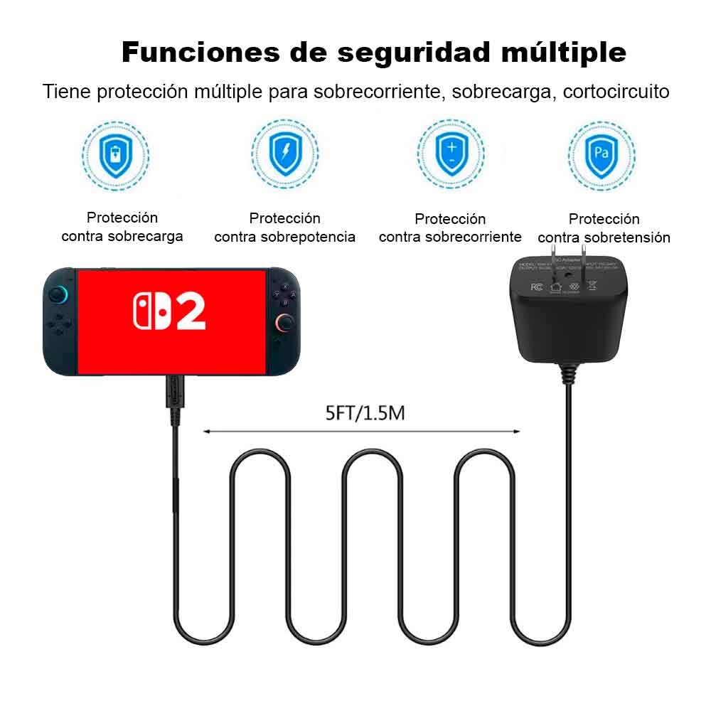 CARGADOR PARA NINTENDO SWITCH 2, OLED, CLÁSICO, AC ADAPTADOR COMPATIBLE DB - 3