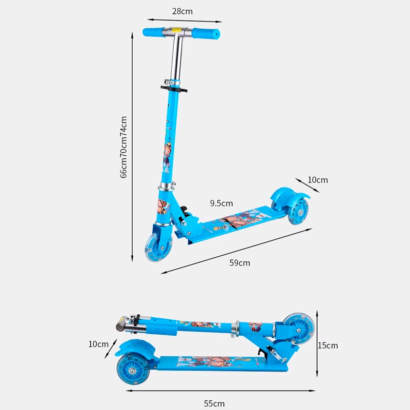SCOOTER PARA NIÑOS AZUL CON LUCES 3 LLANTAS ALUMINIO - 5
