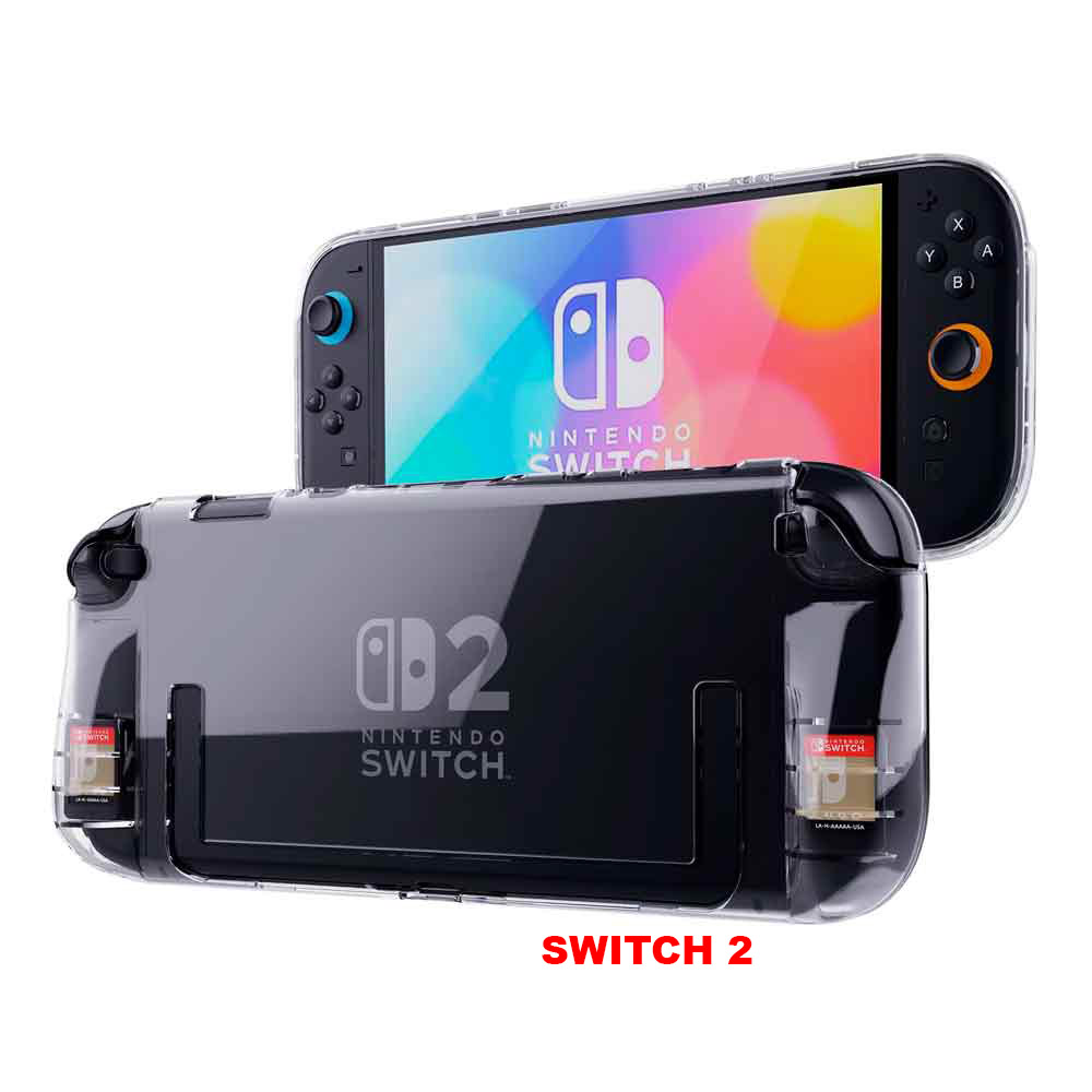 CASE PARA NINTENDO SWITCH 2 ERGONÓMICO ENTERIZO CON PORTAJUEGOS SILICON TRANSPARENTE - 1