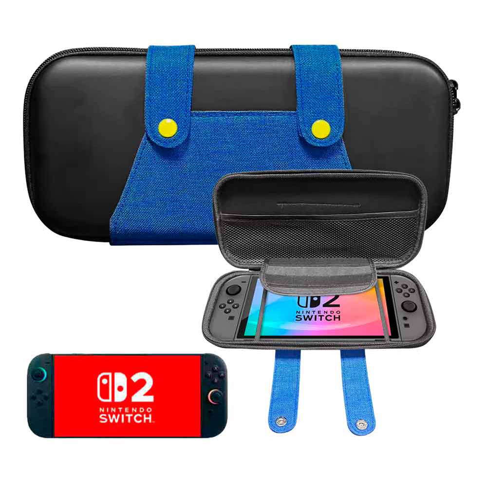 ESTUCHE PARA NINTENDO SWITCH 2 RÍGIDO EVA NEGRO/AZUL - 1