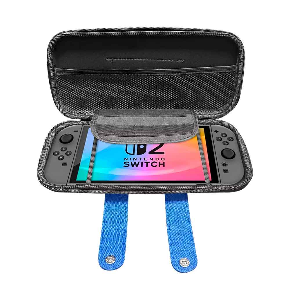 ESTUCHE PARA NINTENDO SWITCH 2 RÍGIDO EVA NEGRO/AZUL - 3