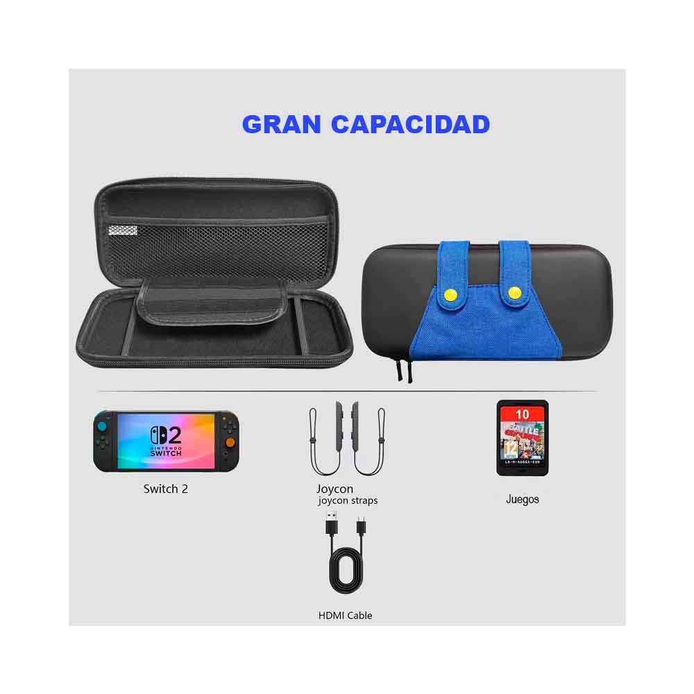 ESTUCHE PARA NINTENDO SWITCH 2 RÍGIDO EVA NEGRO/AZUL - 4