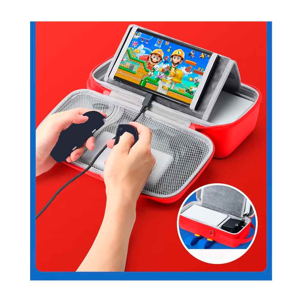 ESTUCHE PARA NINTENDO SWITCH 2 MEDIANO RÍGIDO EVA MARIO ROJO/AZUL - 4