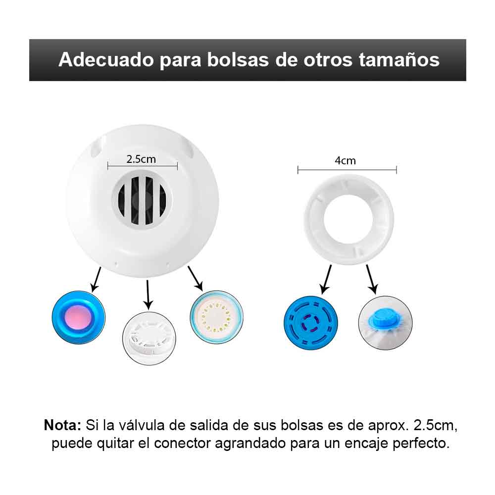 BOMBA ASPIRADOR DE AIRE ALÁMBRICO DE BOLSAS AL VACÍO DE VIAJE BLANCO - 5