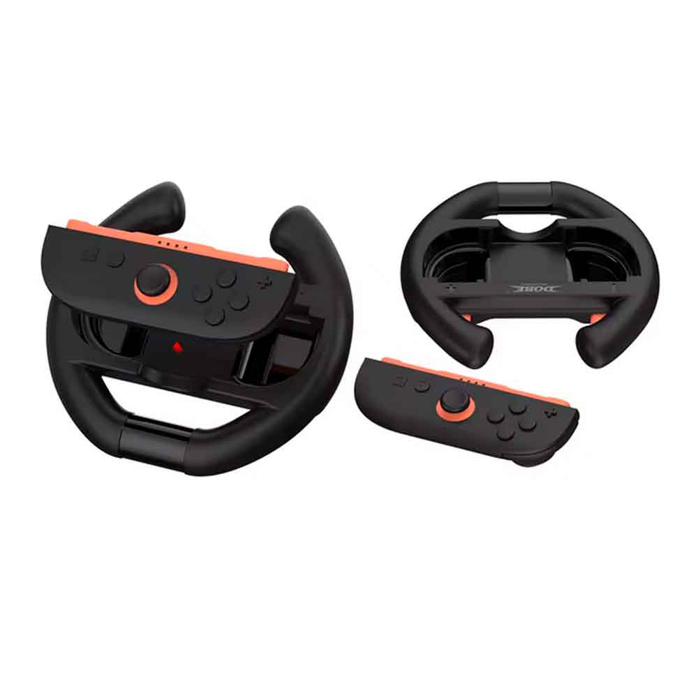 SET 2 UND SOPORTE TIMÓN PARA JOYCONS NINTENDO SWITCH 2 STEERING WHEEL NEGRO - 2