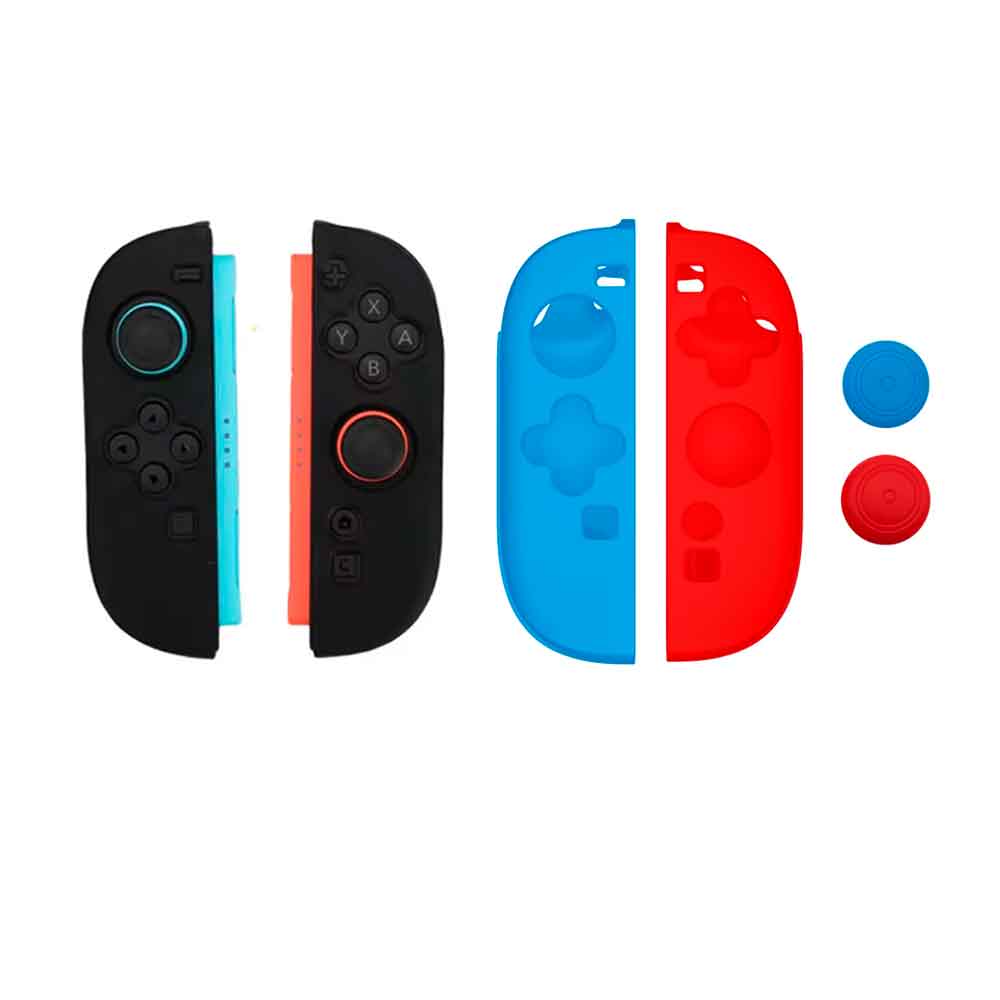 FUNDA PARA JOY CONS DE SWITCH 2 + 02 GRIPS NINTENDO SWITCH 2 PROTECTOR ROJO/AZUL - 2