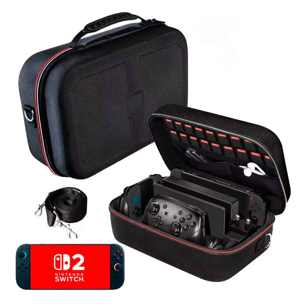 MALETA PARA NINTENDO SWITCH 2 GRANDE RESISTENTE NEGRO - 1