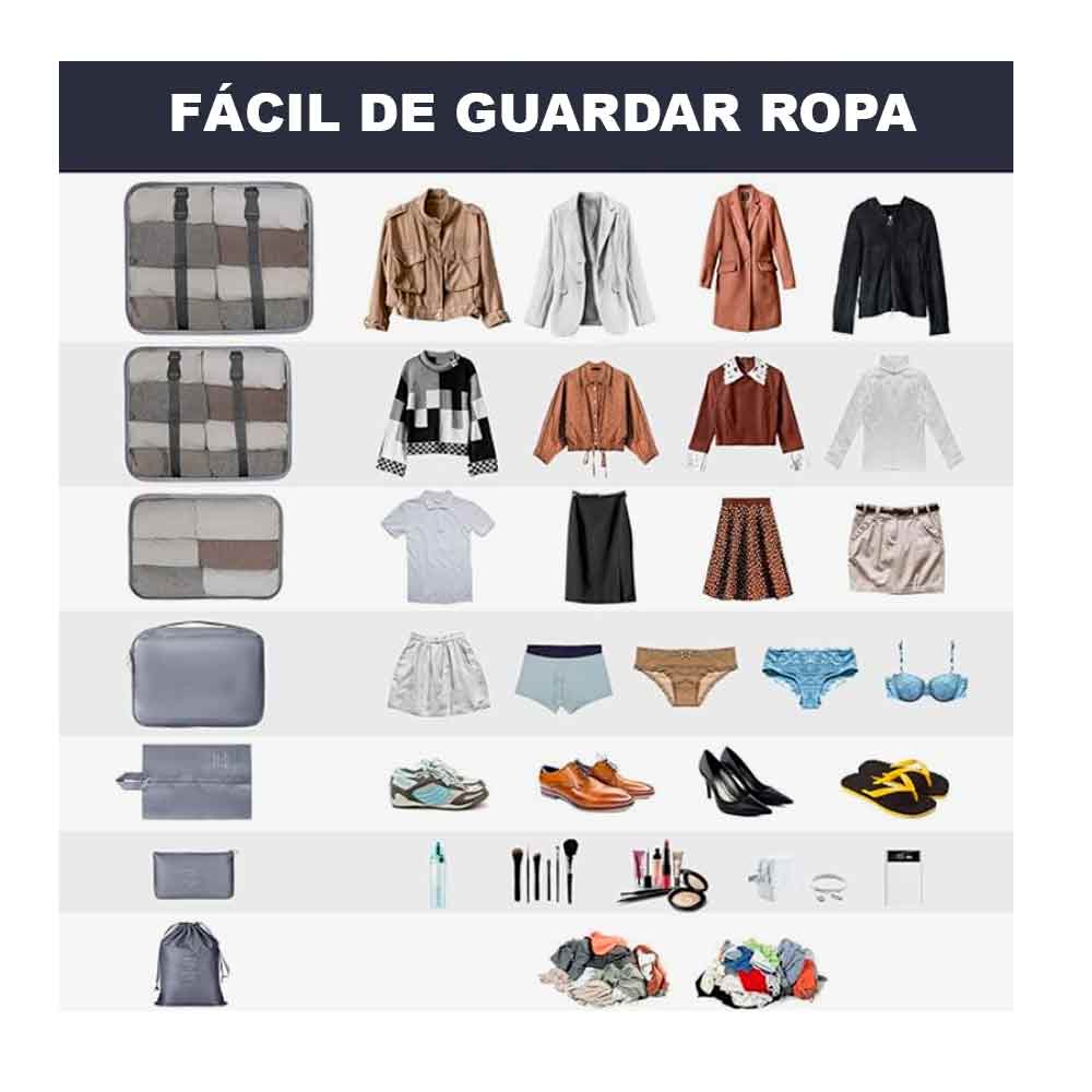 SET 7 ORGANIZADORES DE VIAJE ESTUCHES ALMACENAMIENTO GRIS - 5