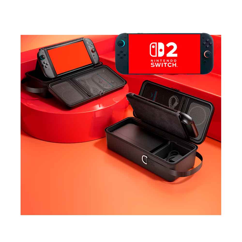 ESTUCHE PARA NINTENDO SWITCH 2 MEDIANO RÍGIDO EVA CON SUJETADOR ZELDA NEGRO/AMARILLO - 4