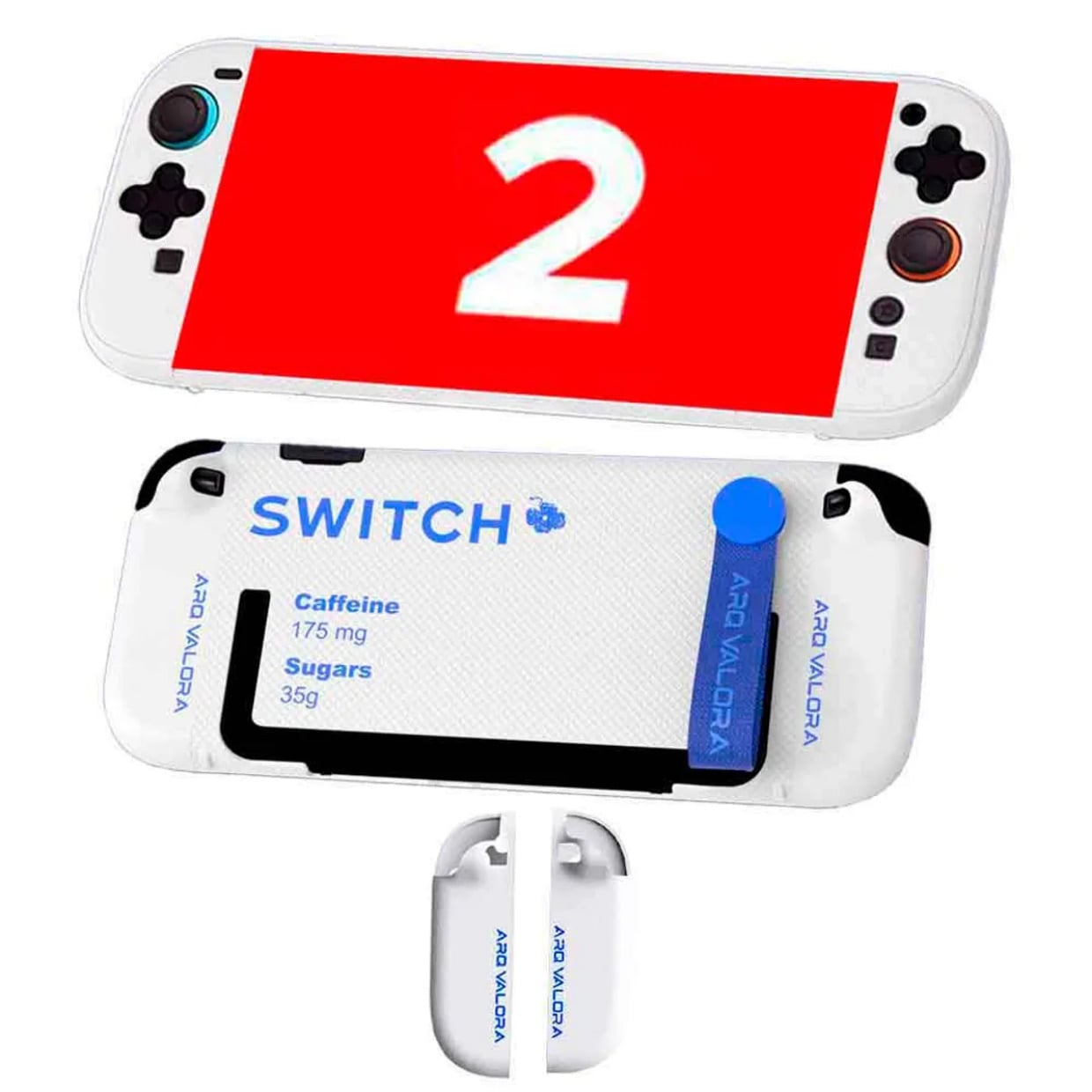 CASE PARA NINTENDO SWITCH 2 BLANCO 5 PIEZAS RÍGIDO CON SUJETADOR, AQ - 1