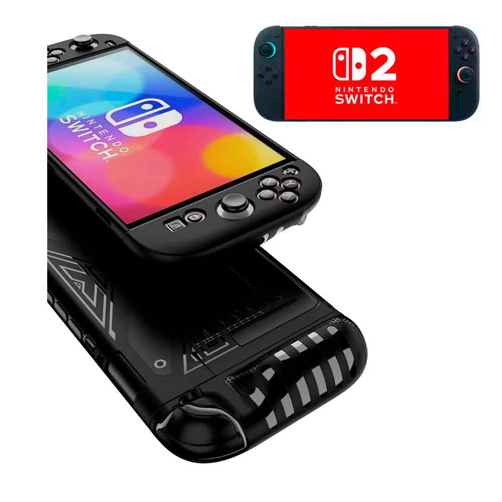 CASE PARA NINTENDO SWITCH 2 ERGONÓMICO 3 PIEZAS RÍGIDO Y SILICON NEGRO, FOR - 2