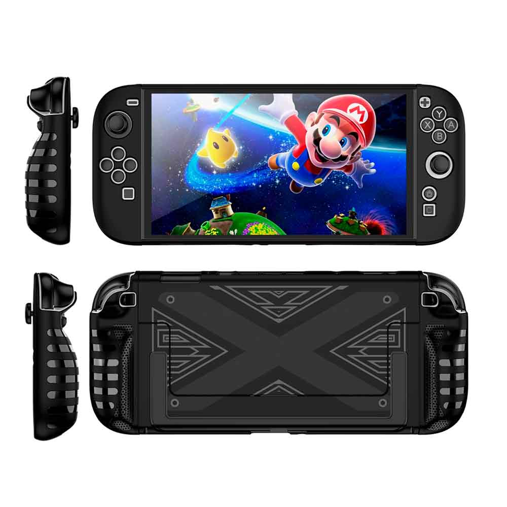 CASE PARA NINTENDO SWITCH 2 ERGONÓMICO 3 PIEZAS RÍGIDO Y SILICON NEGRO, FOR - 4