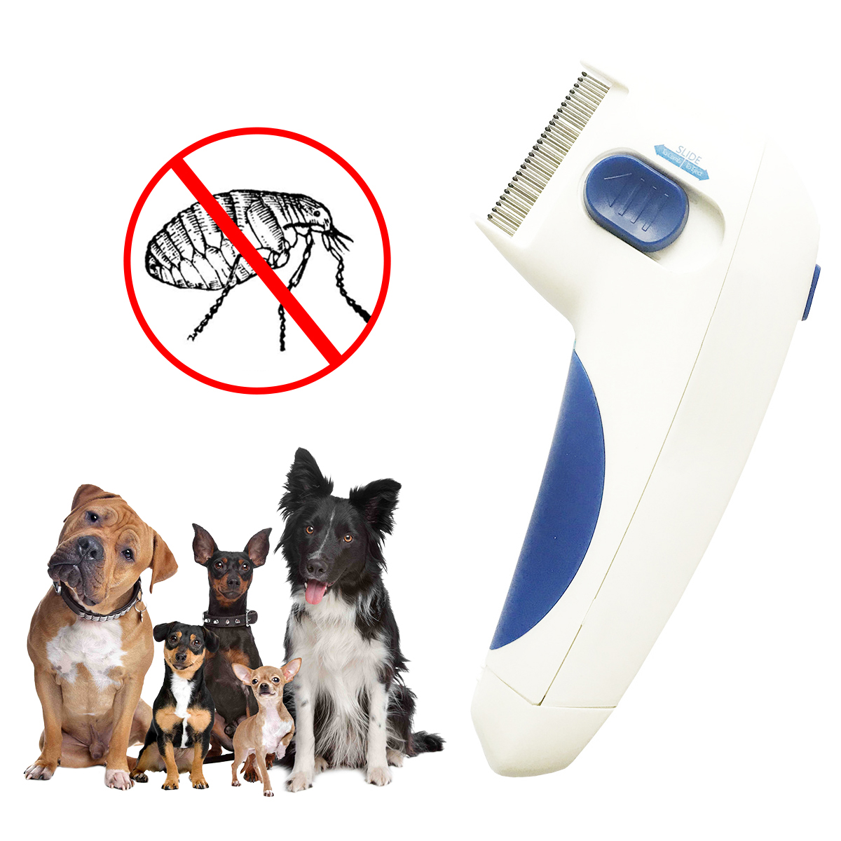 Peine Anti-Pulgas Para Mascotas - Acero Inoxidable (2 Unidades, Morado)