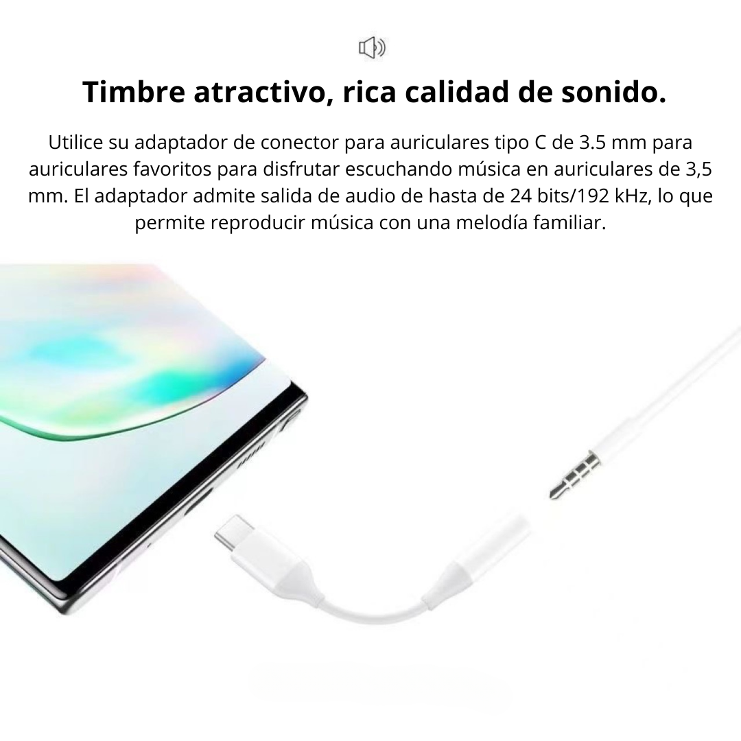 ADAPTADOR DE AUDIO BOSSNEY USB TIPO C A JACK 3.5 MM CALIDAD BS-H9527C - 2