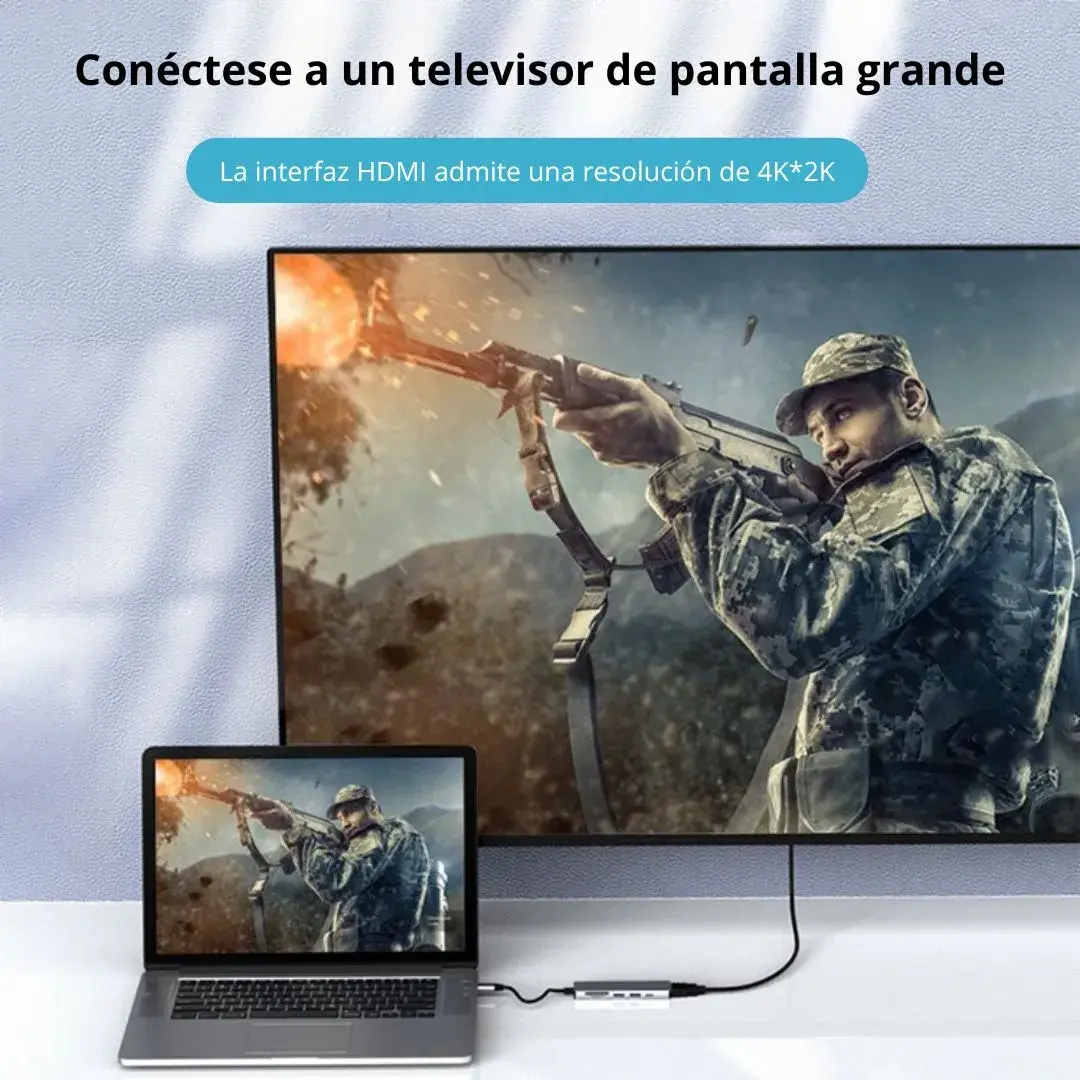 ADAPTADOR HUB SEISA 6 EN 1 TIPO C A TIPO C, USB, SD, TF Y HDMI 4K - 6