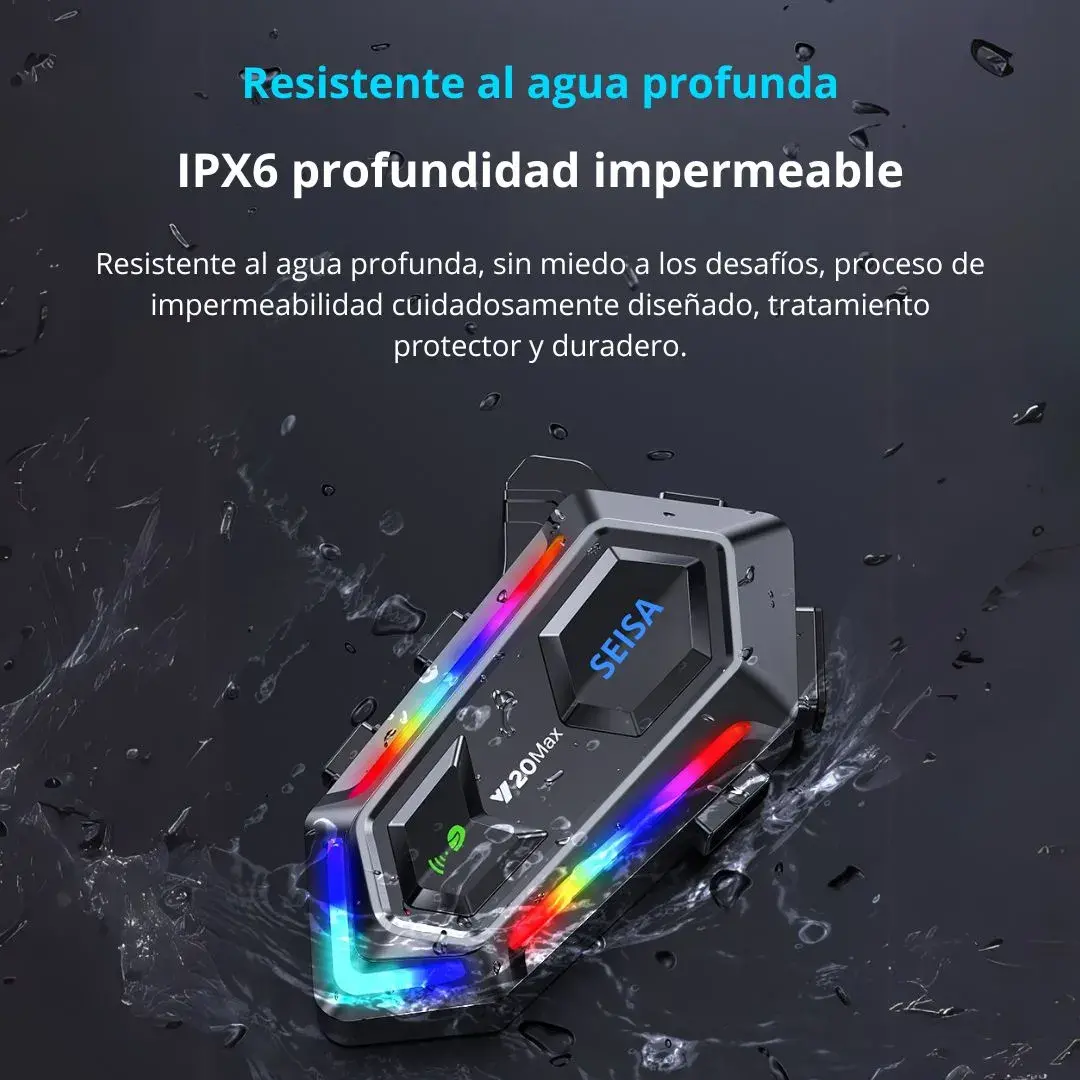AURICULARES INALÁMBRICOS PARA CASCO SEISA MT-Y20MAX IPX6 LUCES RGB - 2