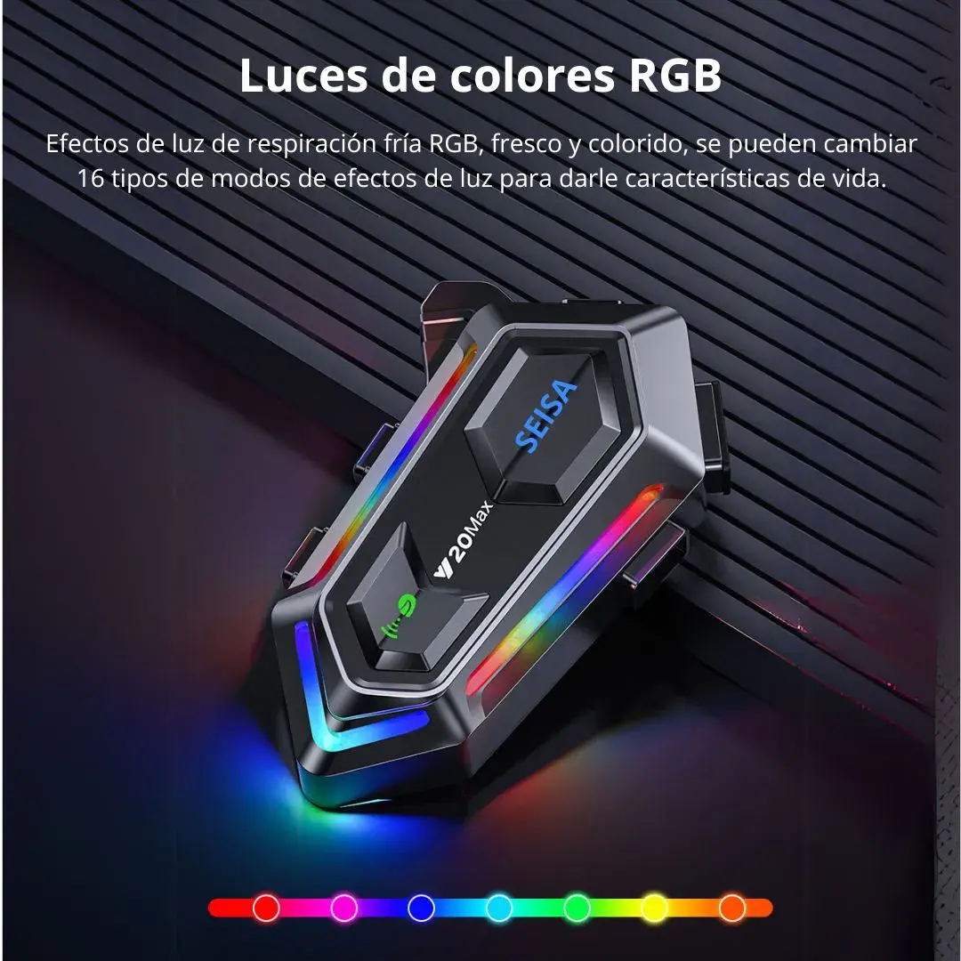 AURICULARES INALÁMBRICOS PARA CASCO SEISA MT-Y20MAX IPX6 LUCES RGB - 5
