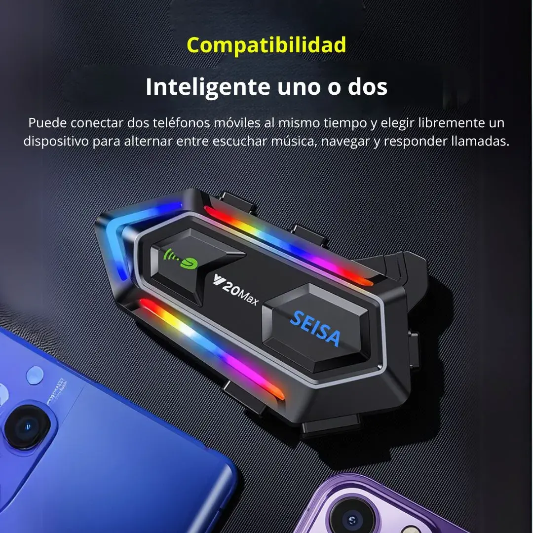 AURICULARES INALÁMBRICOS PARA CASCO SEISA MT-Y20MAX IPX6 LUCES RGB - 6