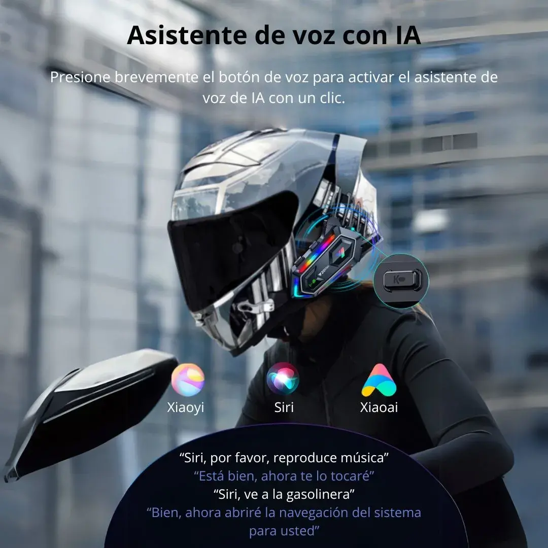 AURICULARES INALÁMBRICOS PARA CASCO SEISA MT-Y20MAX IPX6 LUCES RGB - 7