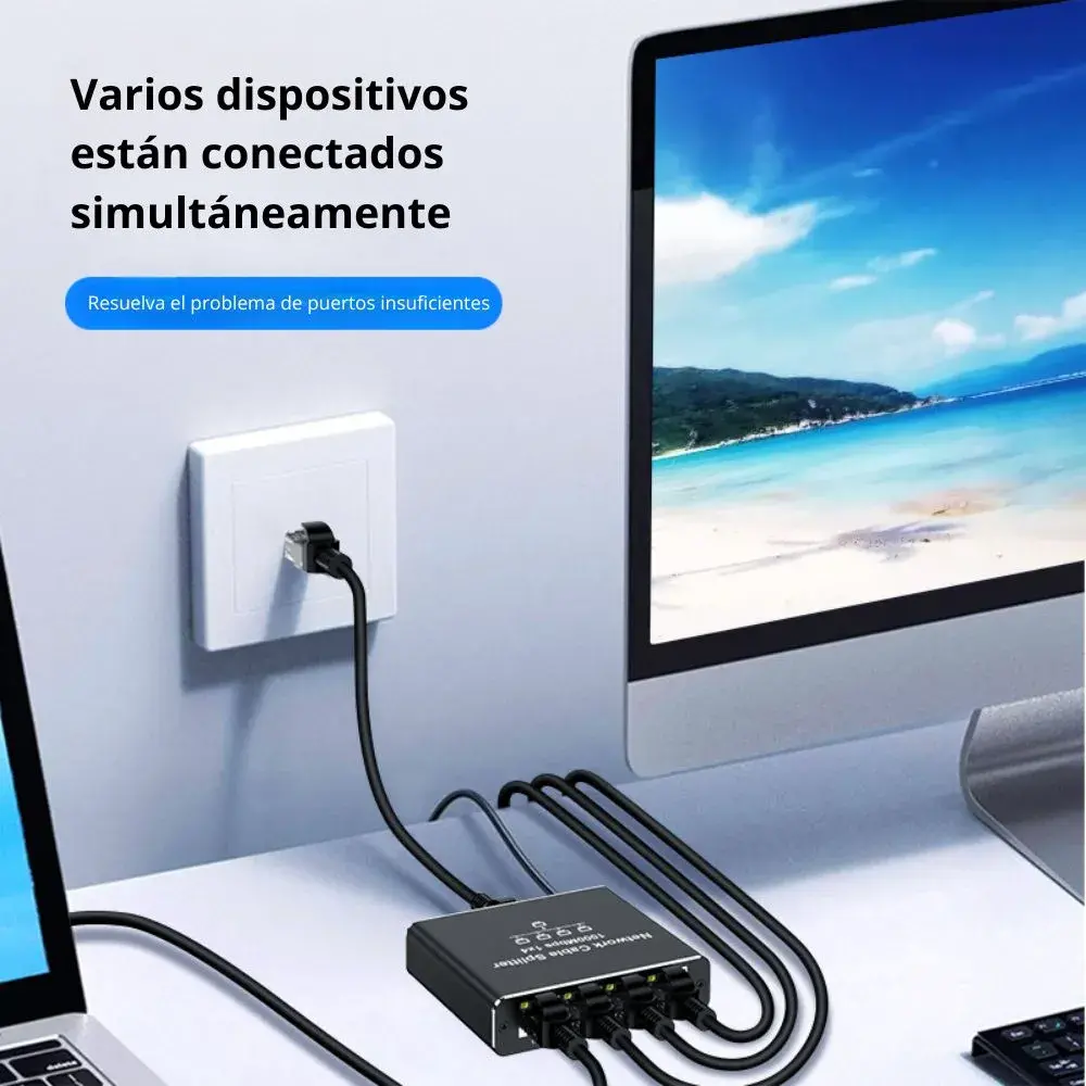 DIVISOR DE RED RJ45 1X4 GIGABIT CON ALIMENTACIÓN USB TIPO C - 2