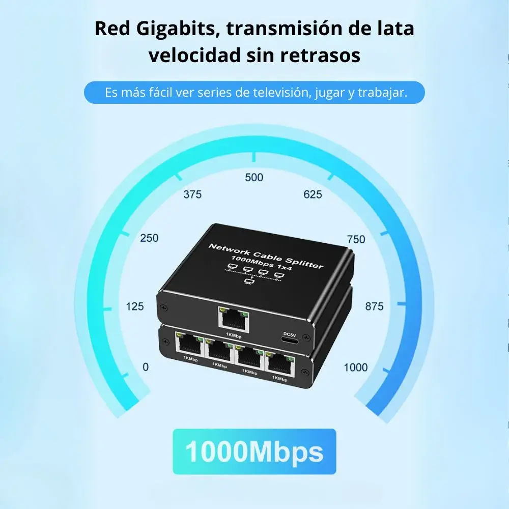 DIVISOR DE RED RJ45 1X4 GIGABIT CON ALIMENTACIÓN USB TIPO C - 3