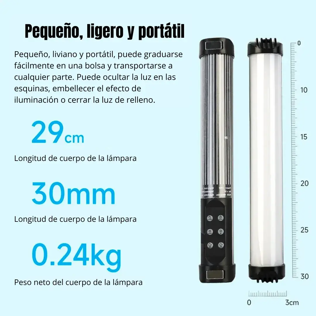 LÁMPARA DE FOTOGRAFÍA DE MANO REGULABLE LUZ LED RGB 49 MODOS RL-30SL - 2