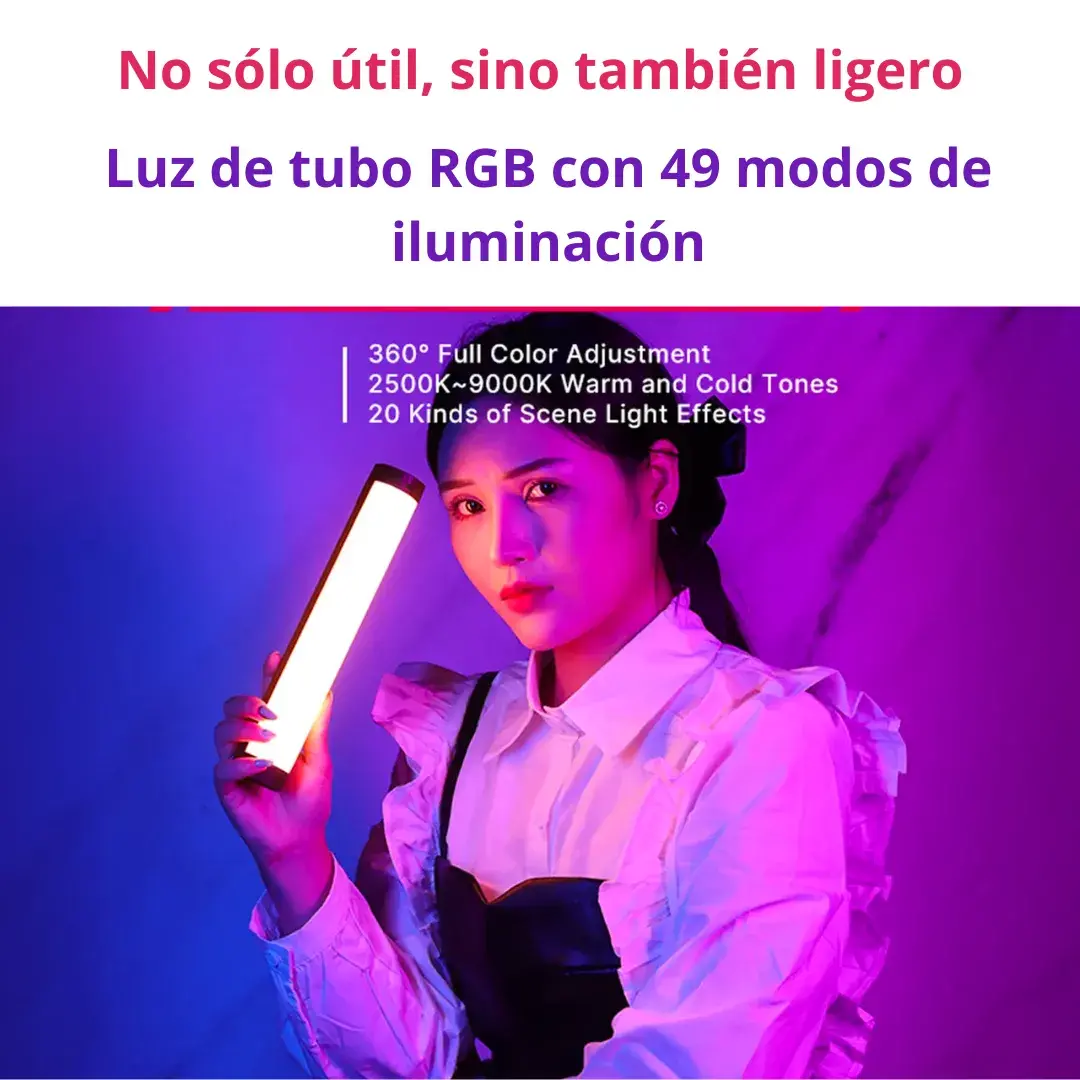 LÁMPARA DE FOTOGRAFÍA DE MANO REGULABLE LUZ LED RGB 49 MODOS RL-30SL - 7