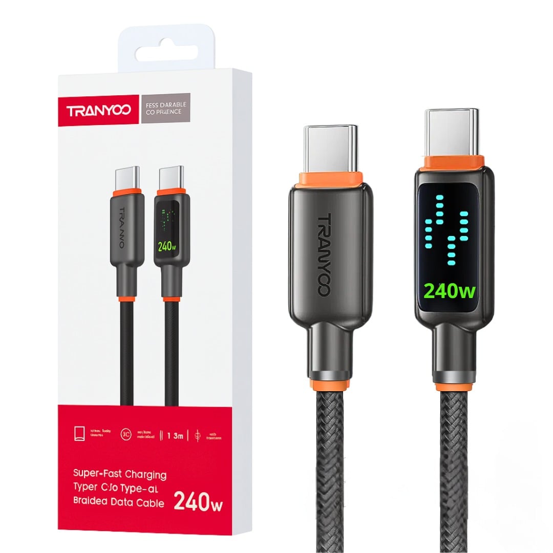 CABLE USB-C A USB-C 240W CON LED DINÁMICO Y CHIP E-MARKER 1.2 M - 1
