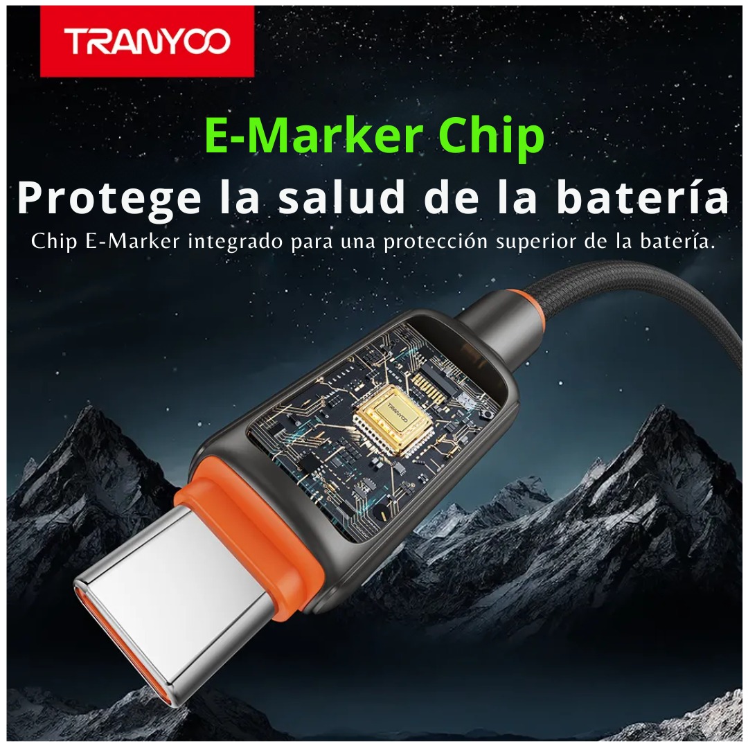 CABLE USB-C A USB-C 240W CON LED DINÁMICO Y CHIP E-MARKER 1.2 M - 6