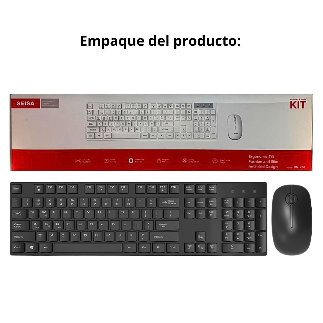 KIT TECLADO Y MOUSE INALÁMBRICO SEISA DN-K88 CON Ñ Y CONEXIÓN DUAL - 8