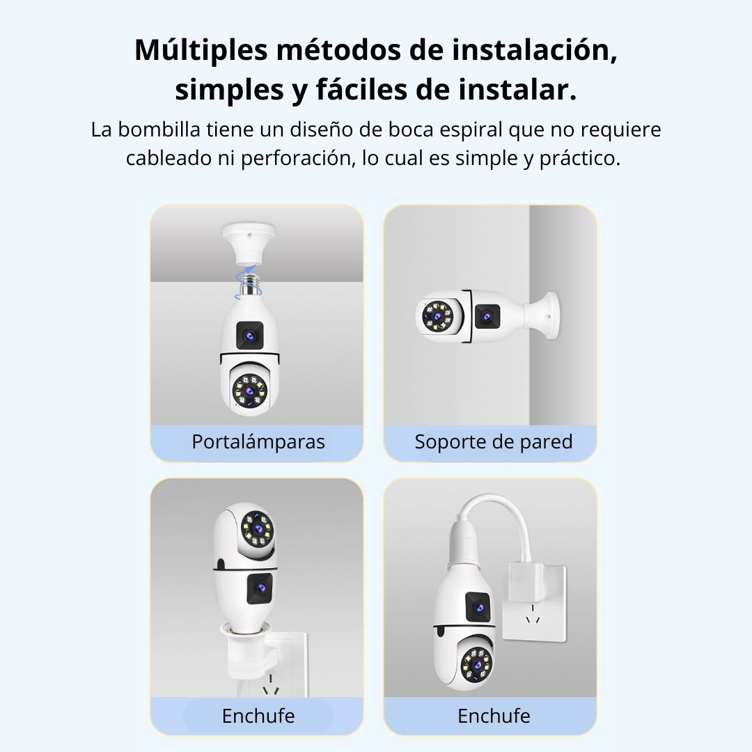 FOCO CÁMARA WIFI E27 FULL HD 360° DOBLE LENTE CON VISIÓN NOCTURNA Y AUDIO - 7