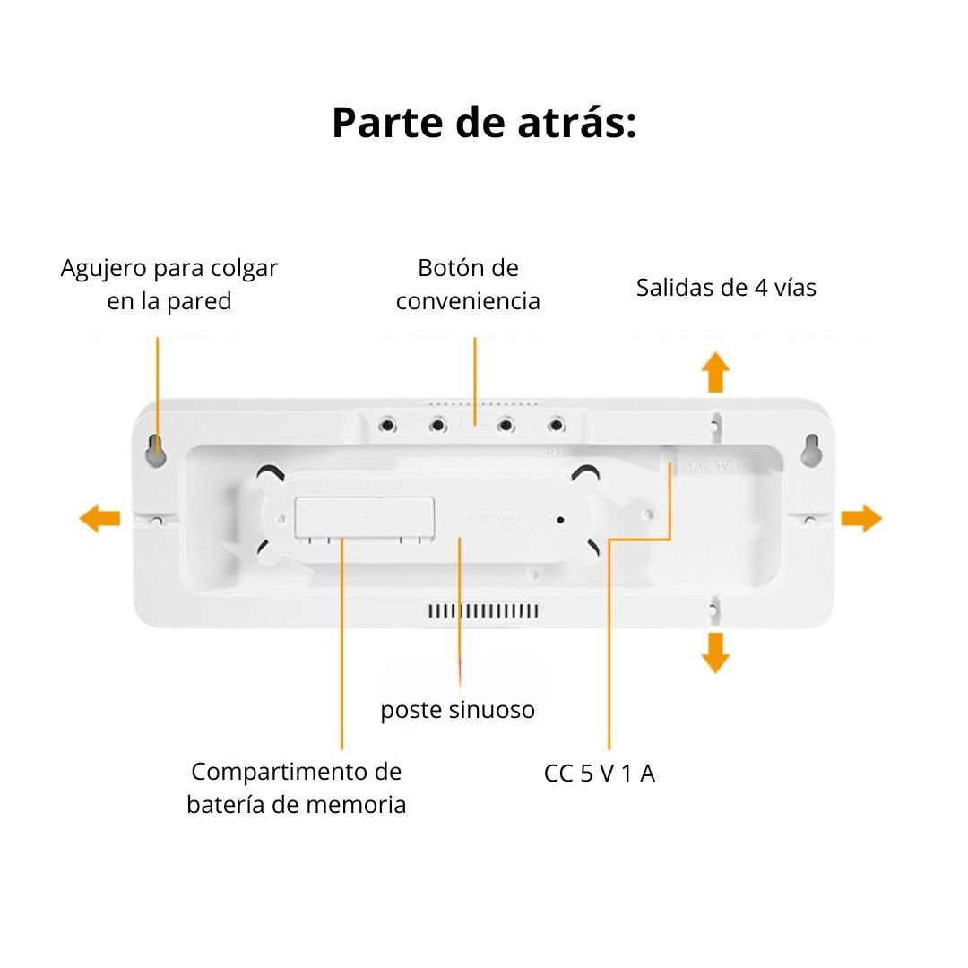 RELOJ DIGITAL DE PARED 28CM CON TEMPERATURA HUMEDAD Y CONTROL REMOTO - 5