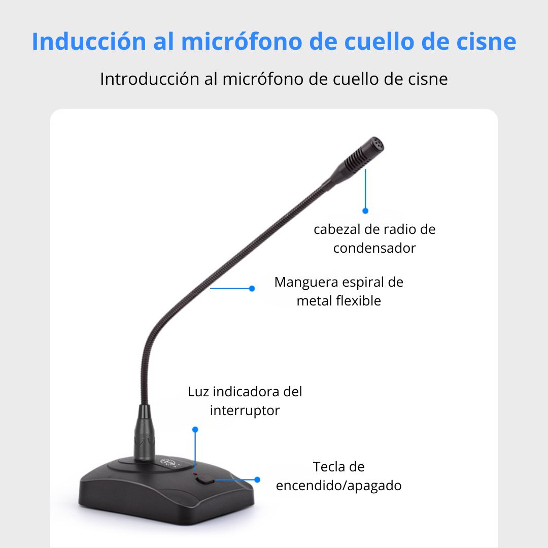 MICRÓFONO DE CONFERENCIA DE ESCRITORIO CARDIOIDE CON BASE XLR - 3